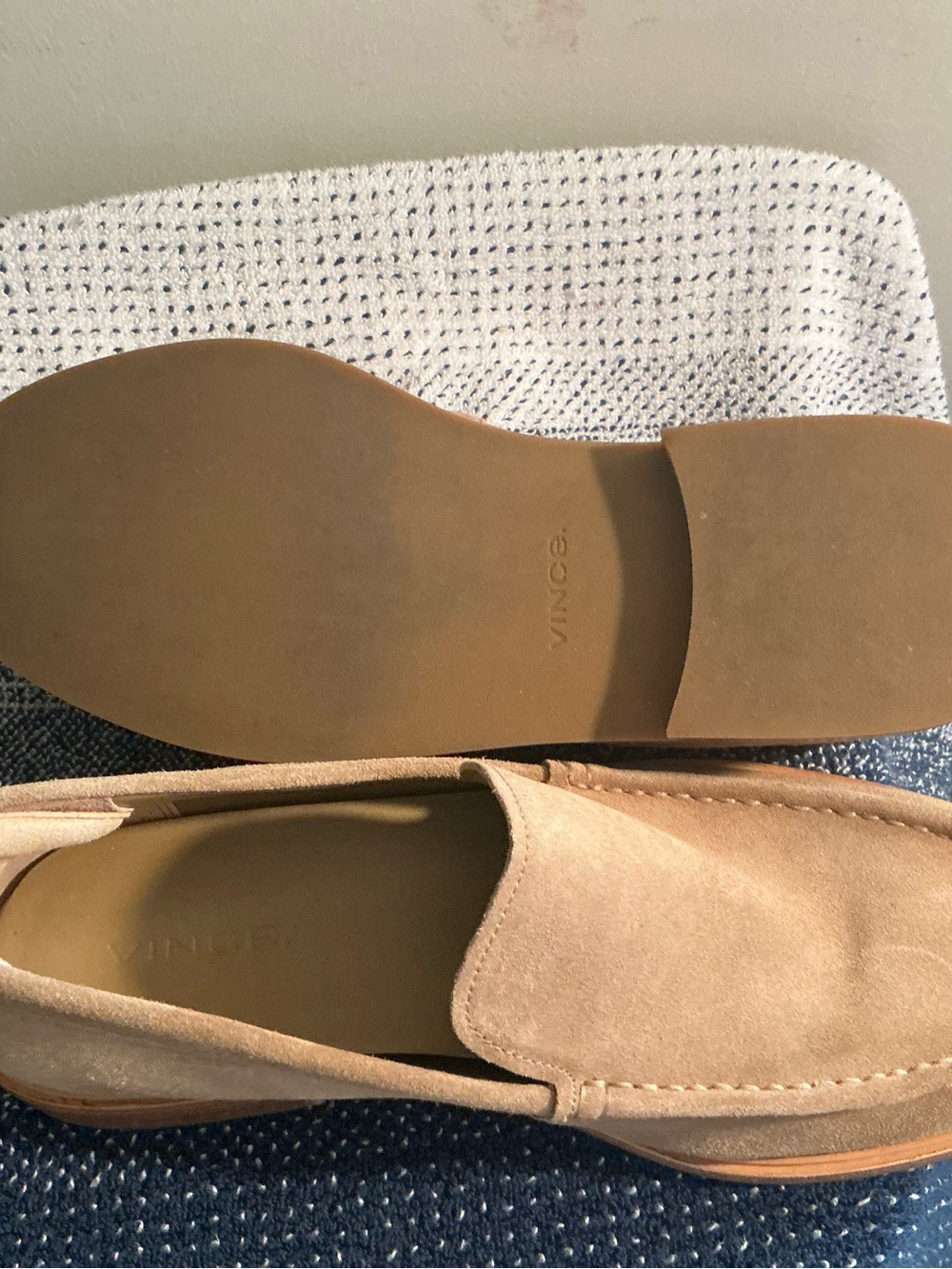 Vince Men's Suede Slip-On Loafers in Beige - Picture 4 of 5